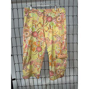 Coldwater Creek Floral Capri Pants Size 14 Cotton Spandex